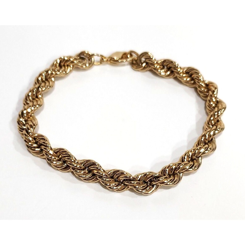 Bracelet - Gold Tone Twist Chain Vintage 7"